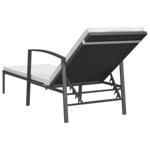 Galleria Design Garden Sun Lounger with Cushion Poly Rattan Black