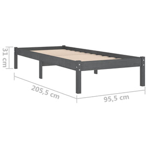 Galleria Design 810004 Galleria Design Bed Frame without Mattress Grey Solid Wood 90x200 cm