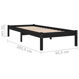 Galleria Design 810006 Galleria Design Bed Frame without Mattress Black Solid Wood 90x200 cm