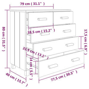 Galleria Design Sideboard HAMAR White 79x40x80 cm Solid Wood Pine