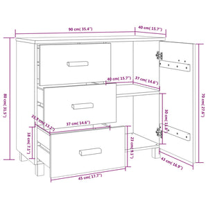 Galleria Design Sideboard HAMAR Dark Grey 90x40x80 cm Solid Pinewood