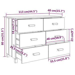 Galleria Design Sideboard HAMAR White 113x40x80 cm Solid Wood Pine