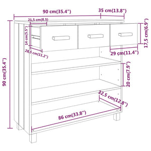 Galleria Design Console Table HAMAR Honey Brown 90x35x90 cm Solid Wood Pine