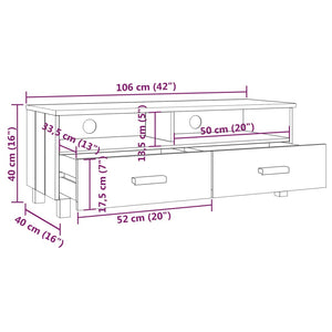 Galleria Design TV Cabinet HAMAR Light Grey 106x40x40 cm Solid Wood Pine