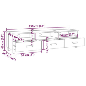 Galleria Design TV Cabinet HAMAR White 158x40x40 cm Solid Wood Pine