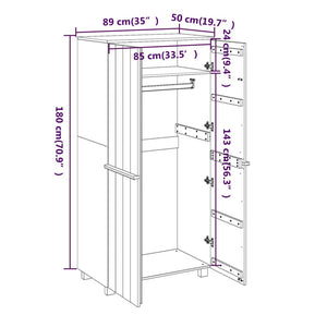 Galleria Design Wardrobe HAMAR White 89x50x180 cm Solid Wood Pine