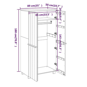 Galleria Design Wardrobe HAMAR Light Grey 89x50x180 cm Solid Wood Pine