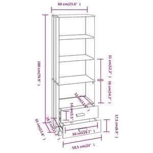 Galleria Design Highboard HAMAR Light Grey 60x35x180 cm Solid Wood Pine