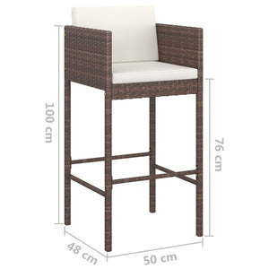 Galleria Design 5 Piece Garden Bar Set with Cushions Poly Rattan Brown