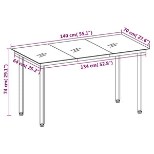 Galleria Design Garden Dining Table Black 140x70x74 cm Steel and Glass