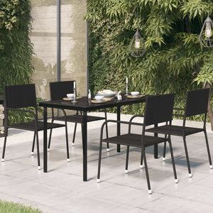 Galleria Design Garden Dining Table Black 140x70x74 cm Steel and Glass