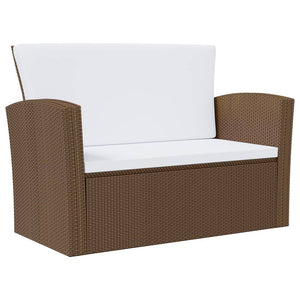 Galleria Design 8 Piece Garden Lounge Set with Cushions Poly Rattan Brown