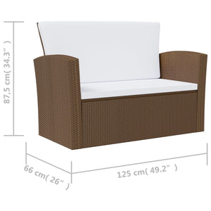 Galleria Design 8 Piece Garden Lounge Set with Cushions Poly Rattan Brown