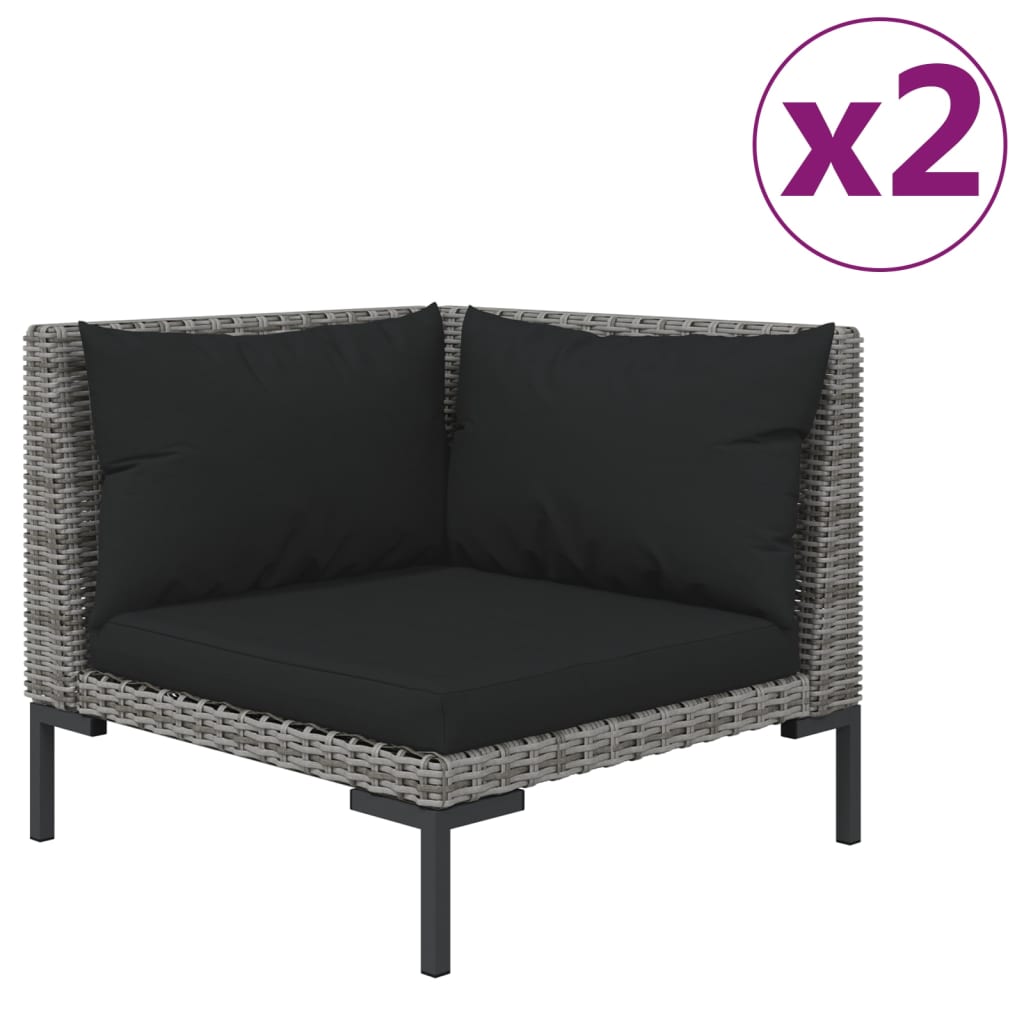 Galleria Design Garden Sofas 2pcs with Cushions Half Round Poly Rattan