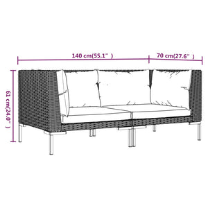 Galleria Design Garden Sofas 2pcs with Cushions Half Round Poly Rattan