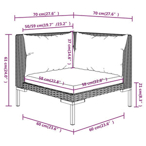 Galleria Design Garden Sofas 2pcs with Cushions Half Round Poly Rattan