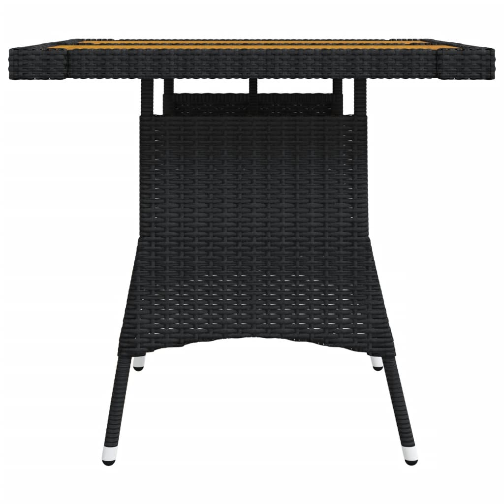 Galleria Design Garden Table Black 70x70x72 cm Poly Rattan & Solid Acacia Wood