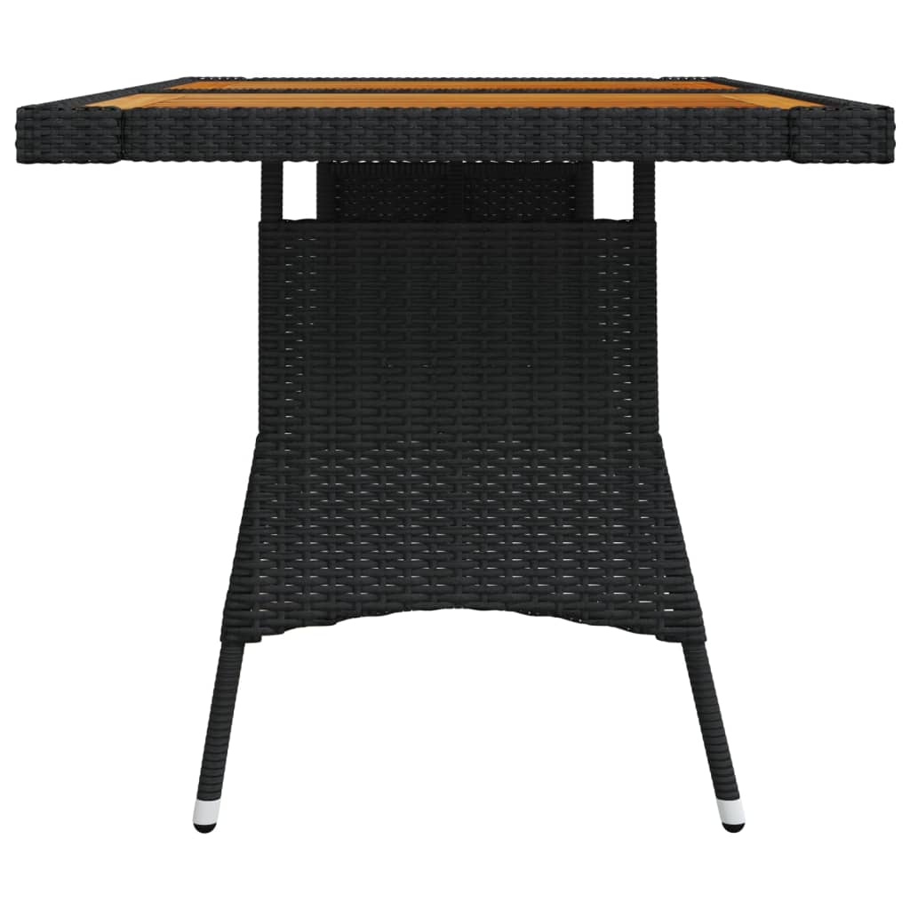 Galleria Design Garden Table Black 130x70x72 cm Poly Rattan & Solid Acacia Wood