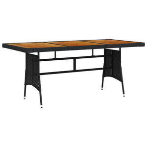 Galleria Design Garden Table Black 160x70x72 cm Poly Rattan & Solid Acacia Wood