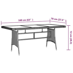 Galleria Design Garden Table Black 160x70x72 cm Poly Rattan & Solid Acacia Wood