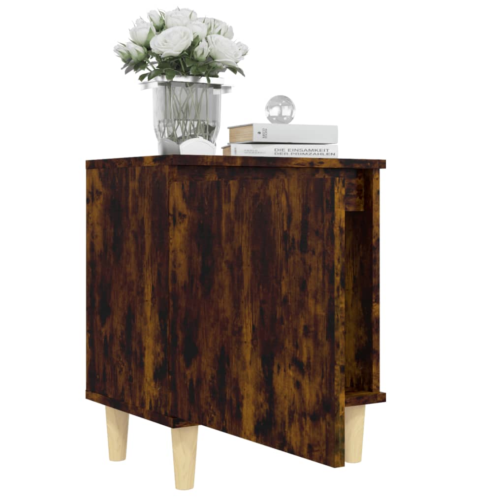 Galleria Design Bed Cabinet with Solid Wood Legs Smoked Oak 40x30x50 cm