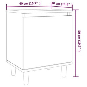 Galleria Design Bed Cabinet with Solid Wood Legs Smoked Oak 40x30x50 cm