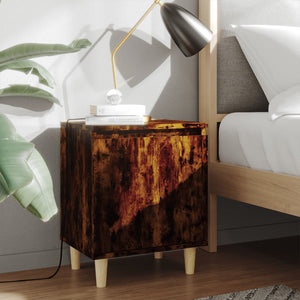 Galleria Design Bed Cabinet with Solid Wood Legs Smoked Oak 40x30x50 cm