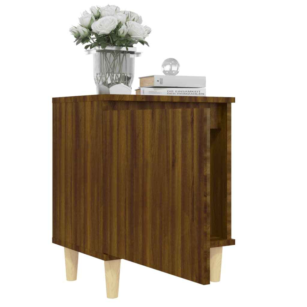 Galleria Design Bed Cabinet with Solid Wood Legs Brown Oak 40x30x50 cm