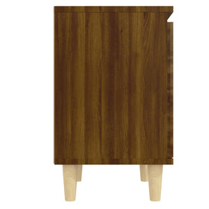 Galleria Design Bed Cabinet with Solid Wood Legs Brown Oak 40x30x50 cm