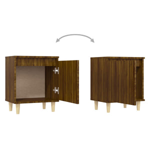 Galleria Design Bed Cabinet with Solid Wood Legs Brown Oak 40x30x50 cm