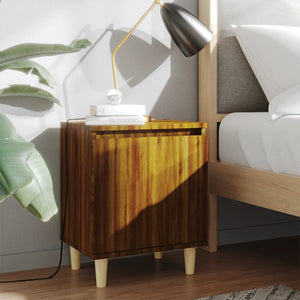 Galleria Design Bed Cabinet with Solid Wood Legs Brown Oak 40x30x50 cm