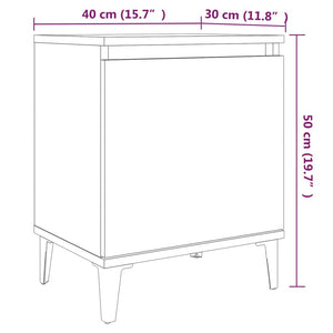 Galleria Design Bed Cabinet with Metal Legs Smoked Oak 40x30x50 cm