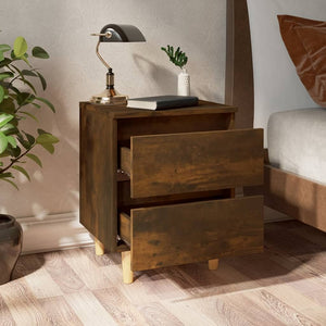 Galleria Design Bed Cabinet with Solid Wood Legs Smoked Oak 40x35x50 cm