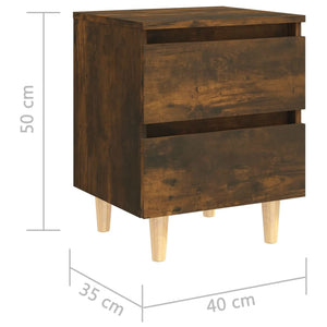 Galleria Design Bed Cabinet with Solid Wood Legs Smoked Oak 40x35x50 cm