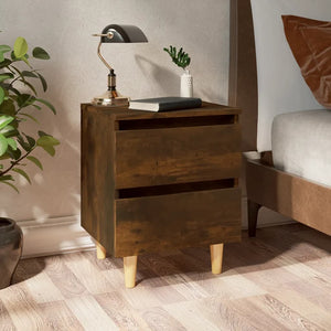 Galleria Design Bed Cabinet with Solid Wood Legs Smoked Oak 40x35x50 cm