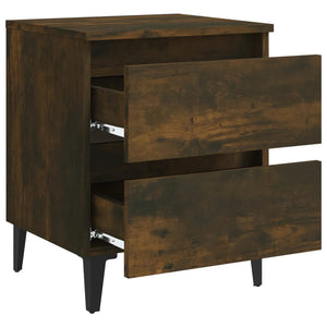 Galleria Design Bed Cabinet with Metal Legs Smoked Oak 40x35x50 cm