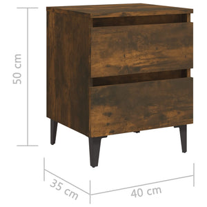 Galleria Design Bed Cabinet with Metal Legs Smoked Oak 40x35x50 cm