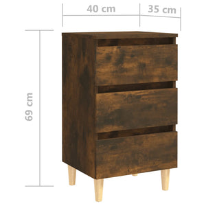 Galleria Design Bed Cabinets with Solid Wood Legs 2 pcs Smoked Oak 40x35x69 cm