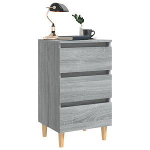 Galleria Design Bed Cabinet with Solid Wood Legs Grey Sonoma 40x35x69 cm