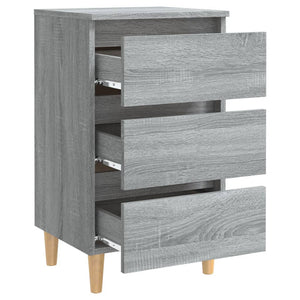 Galleria Design Bed Cabinet with Solid Wood Legs Grey Sonoma 40x35x69 cm