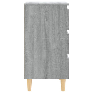 Galleria Design Bed Cabinet with Solid Wood Legs Grey Sonoma 40x35x69 cm