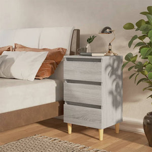 Galleria Design Bed Cabinet with Solid Wood Legs Grey Sonoma 40x35x69 cm