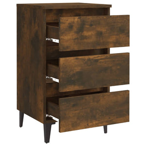 Galleria Design Bed Cabinet with Metal Legs Smoked Oak 40x35x69 cm