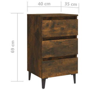 Galleria Design Bed Cabinet with Metal Legs Smoked Oak 40x35x69 cm