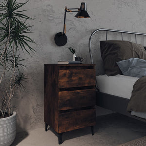 Galleria Design Bed Cabinet with Metal Legs Smoked Oak 40x35x69 cm