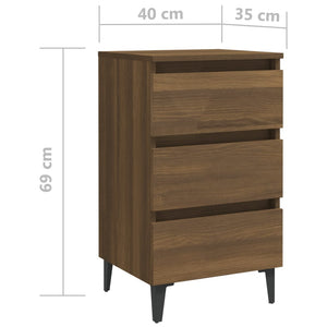 Galleria Design Bed Cabinets with Metal Legs 2 pcs Brown Oak 40x35x69 cm