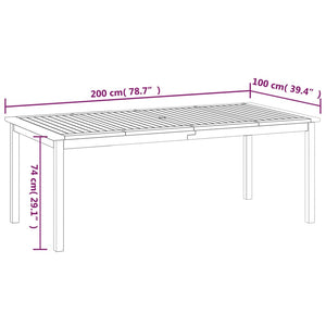 Galleria Design Garden Table 200x100x74 cm Solid Wood Acacia