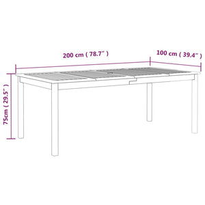 Galleria Design Garden Table Grey 200x100x75 cm Solid Wood Acacia