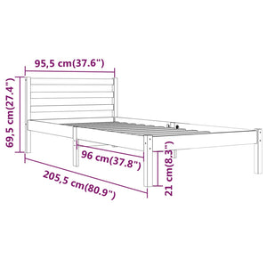 Galleria Design Bed Frame without Mattress Solid Wood Pine 90x200 cm Black