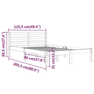 Galleria Design Bed Frame without Mattress Solid Wood Pine 120x200 cm Grey